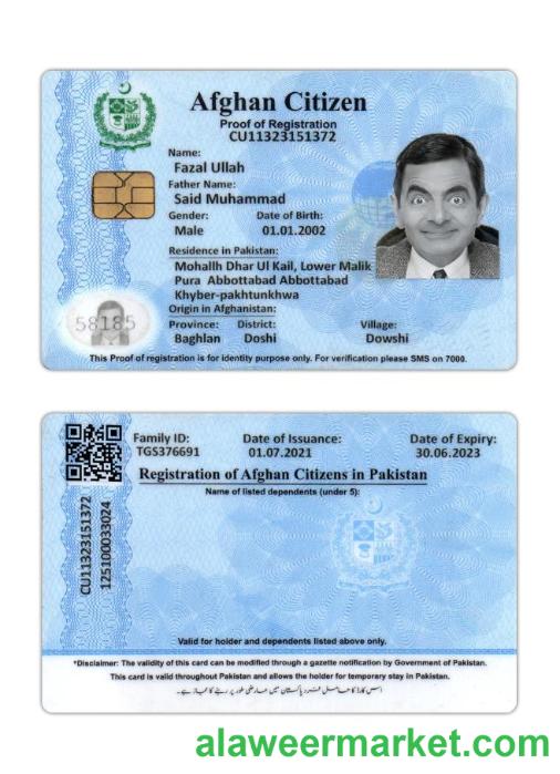 Afghan citizen proof of registration